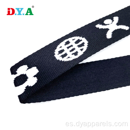 Correa de cinta de poliéster de 30 mm gruesa Jacquard Black Webbing